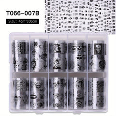 Halloween Christmas Nail Foil Sticker Pumpkin Ghost Bat Santa Snowflake Decals