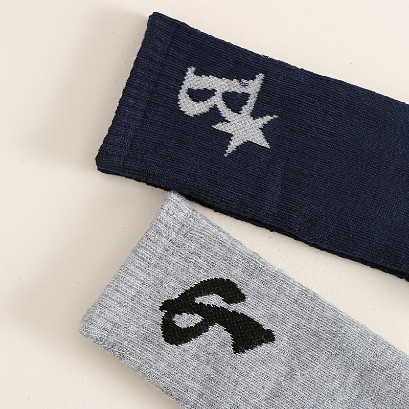 2 Pairs Classic Mid Tube Socks Letter Pattern Women's Stockings
