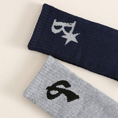 2 Pairs Classic Mid Tube Socks Letter Pattern Women's Stockings