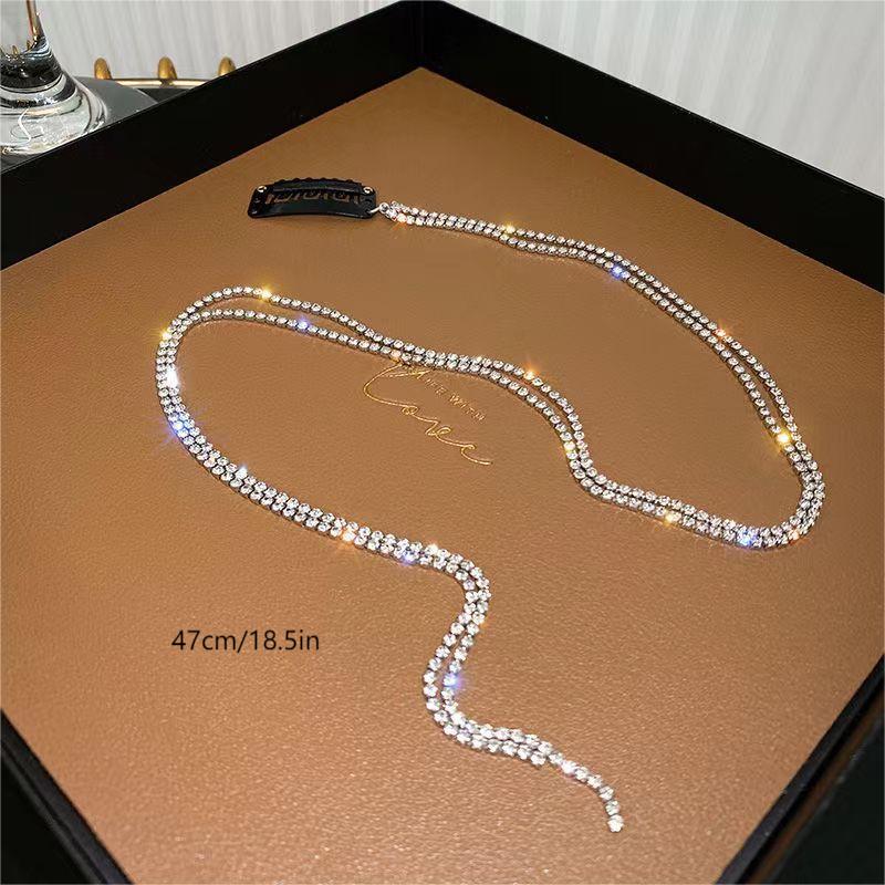 Bling Rhinestones Chain Tassel Hairpin Hair Barrette
