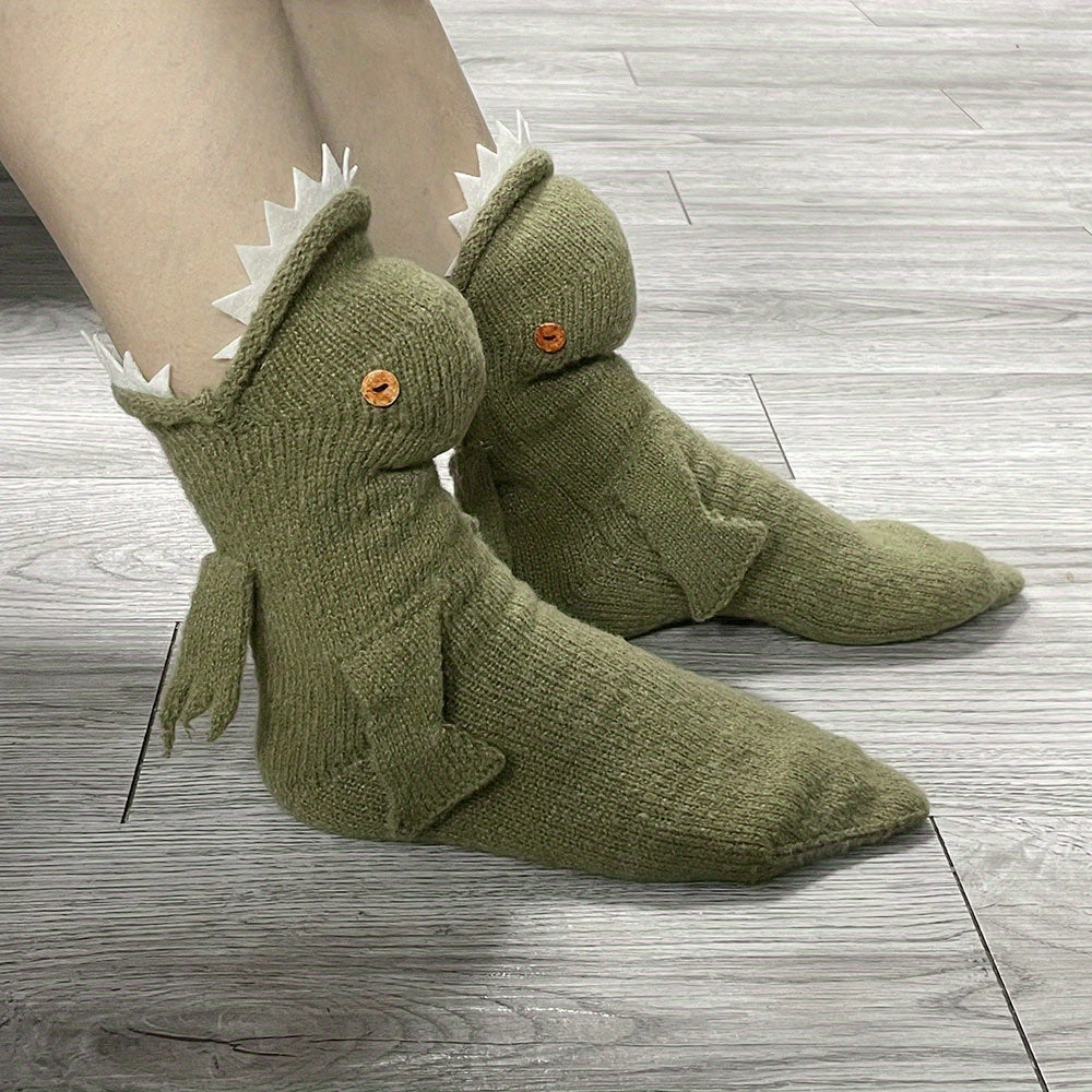 Dino Cartoon Knit Socks for Women