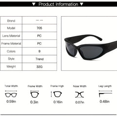 Y2K Punk Sports Sunglasses Wrap Around Sunshade Women Eyeglasses