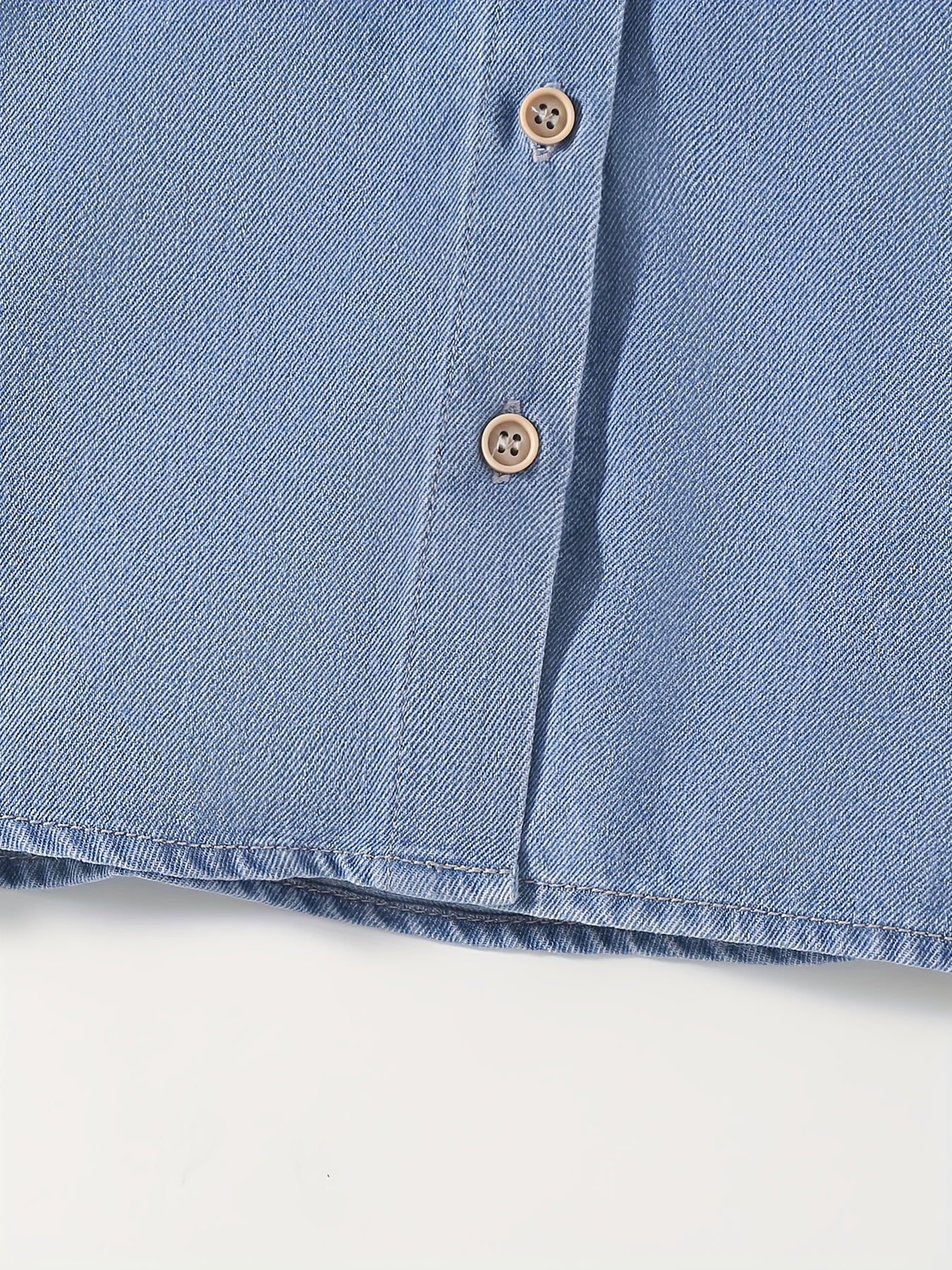 Boys Denim Lapel Shirt Short Sleeve Casual Top