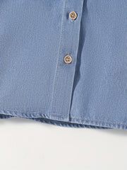 Boys Denim Lapel Shirt Short Sleeve Casual Top