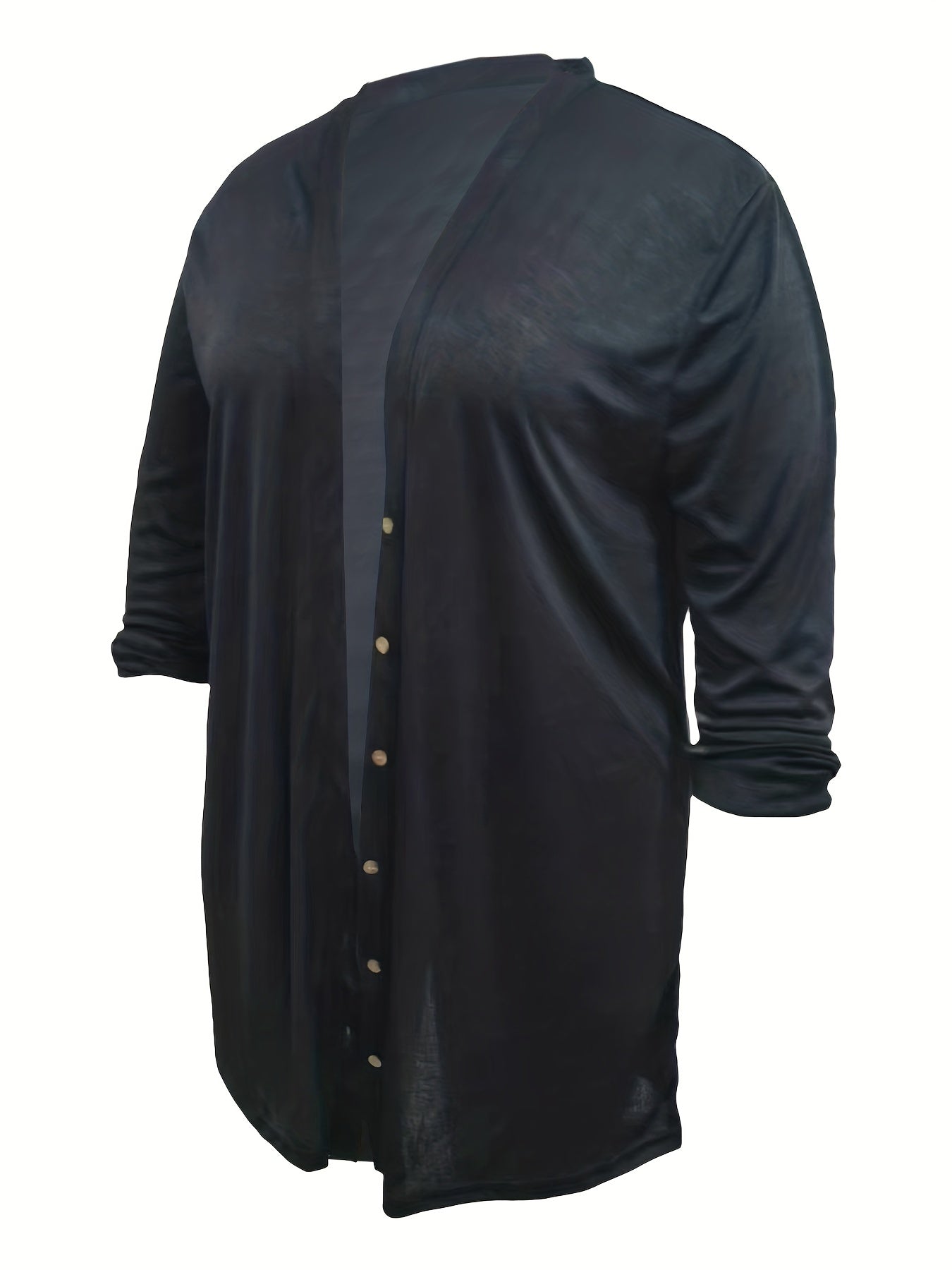  Solid Button Up Long Sleeve Cardigan