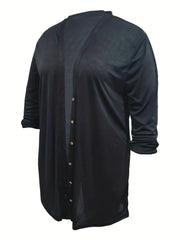  Solid Button Up Long Sleeve Cardigan