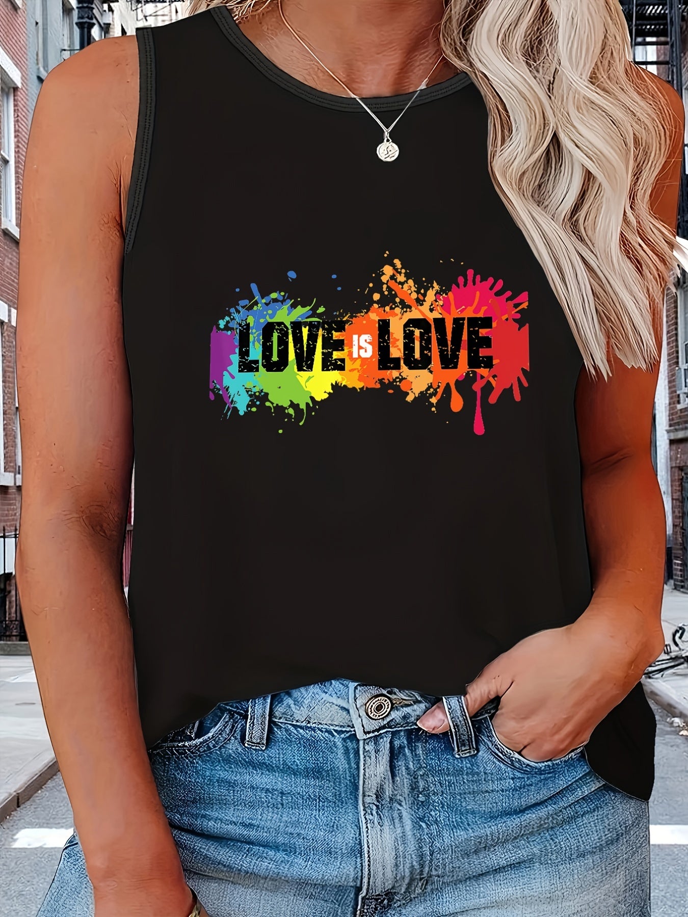  LGBT Casual Tank Top Women's Plus Graphic & Slogan Print