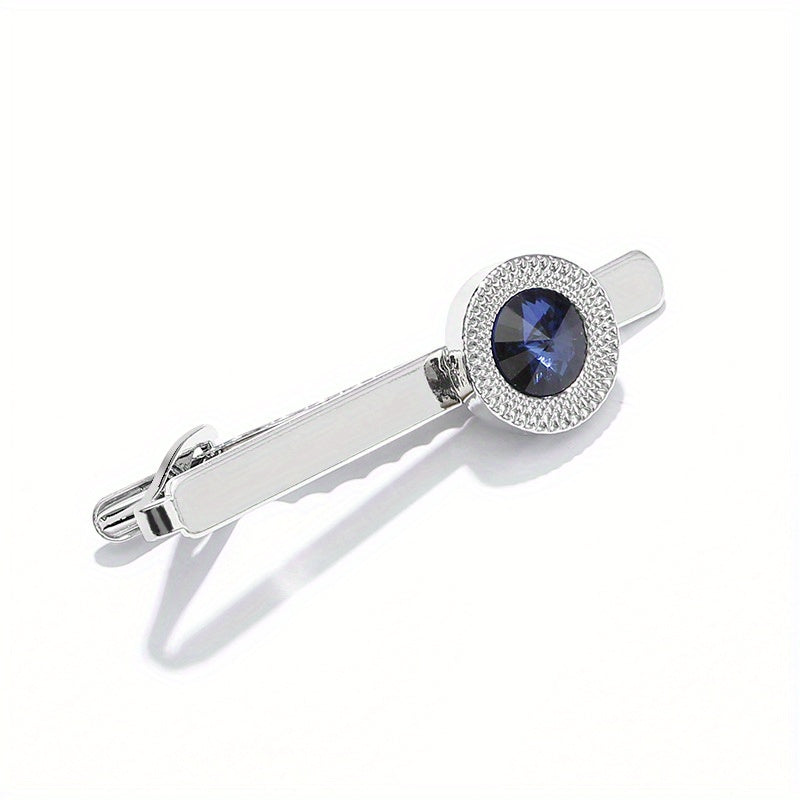 Round Zircon Collar Clip Shirt Suit Tie Clip For Men
