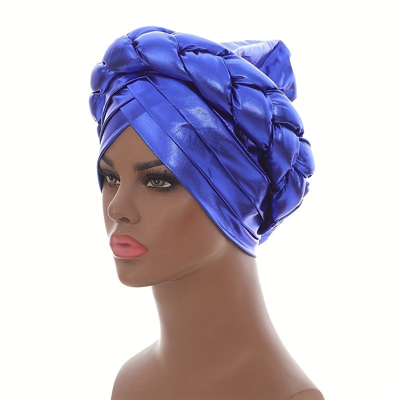 Hot Stamping Turbans Three Layer Bright Head Wraps Twist Braid Bonnet