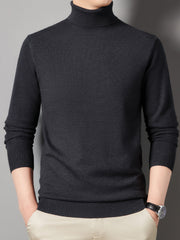 Men's Turtle Neck Knit Sweater Warm Solid Pullover for Fall Winter
