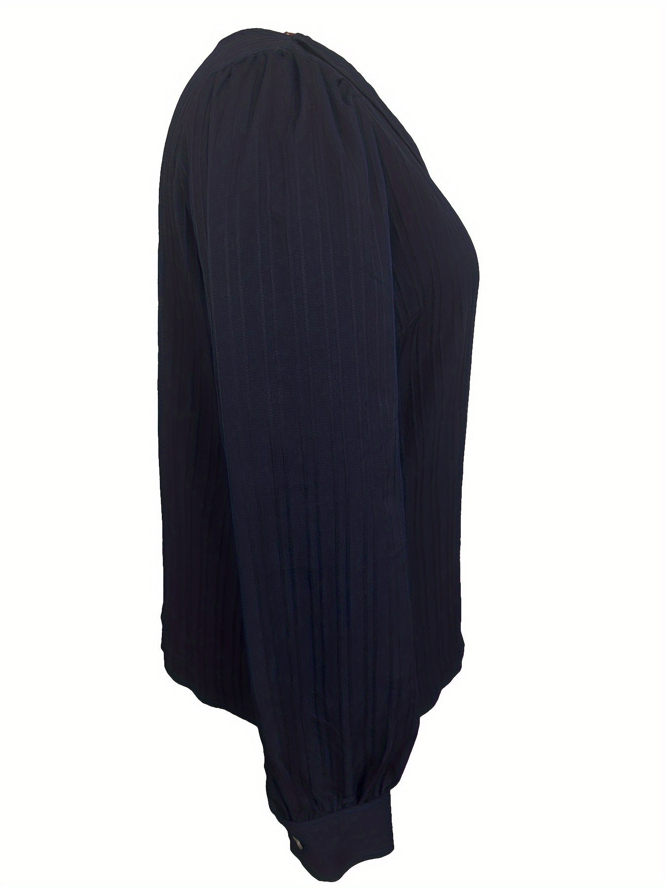  Casual Blouse Women's Plus Solid Ribbed Lantern Sleeve Top