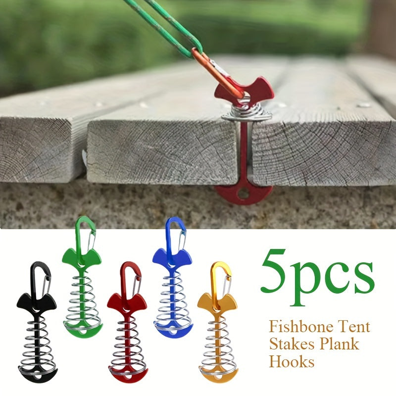 5PCS Windproof Aluminium Tent Pegs with Spring Buckle