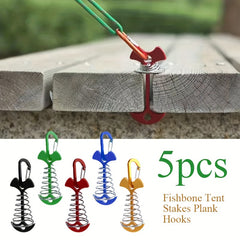 5PCS Windproof Aluminium Tent Pegs with Spring Buckle
