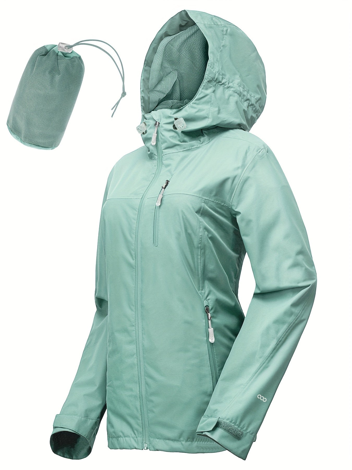 Women's Packable Rain Jacket Lightweight Waterproof Hood Ideal For Cycling