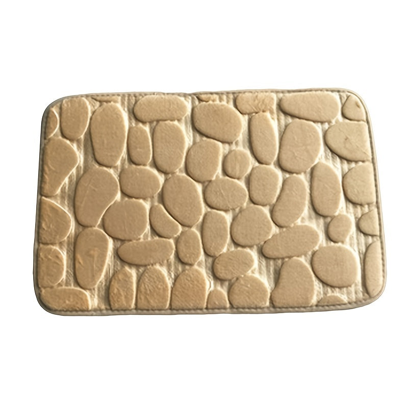 Memory Foam Bath Rug Cobblestone Embossed Bathroom Mat