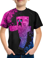 Boy's Monster Block Graphic T Shirt Casual Breathable Novel Tee