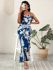Floral Off Shoulder Jumpsuit High Waist Vacation Wear
