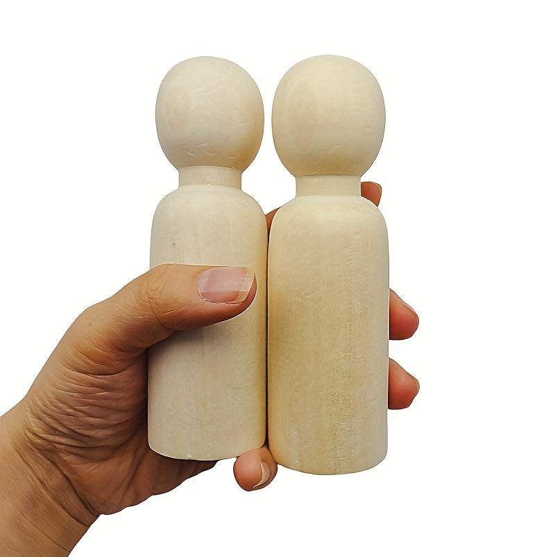 2pcs Large Wooden Dolls for DIY and Painting