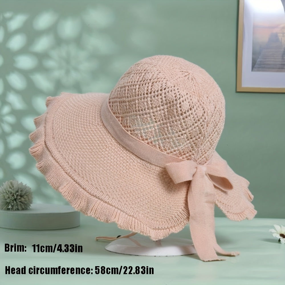 Crochet Hollow Wide Brim Sun Hat for Women