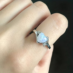 Moonstone Heart Rhinestone Ring Gift For Men And Women