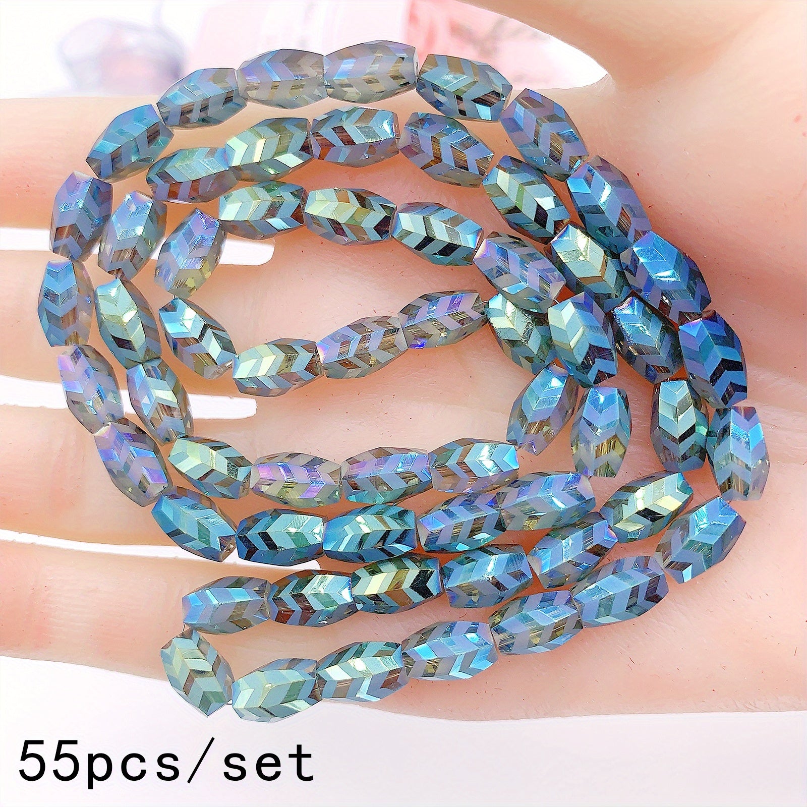 55pcs AB Plated Crystal Beads Frosted Glass Spacer Beads for DIY Bracelet