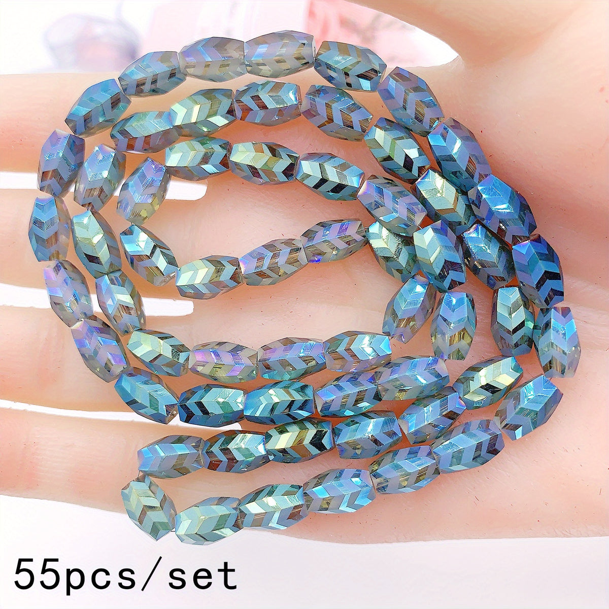 55pcs AB Plated Crystal Beads Frosted Glass Spacer Beads for DIY Bracelet