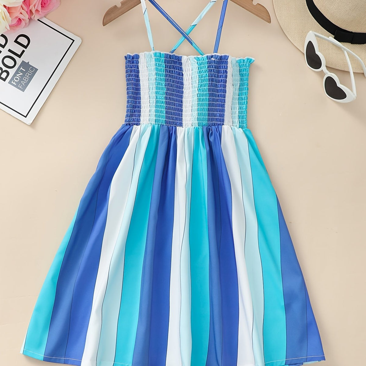 Girls Block Striped Cami Dress for Summer Holiday