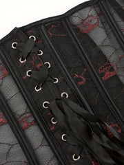 Skull Pattern Strapless Corset Tummy Control Lace Up Body Shaper