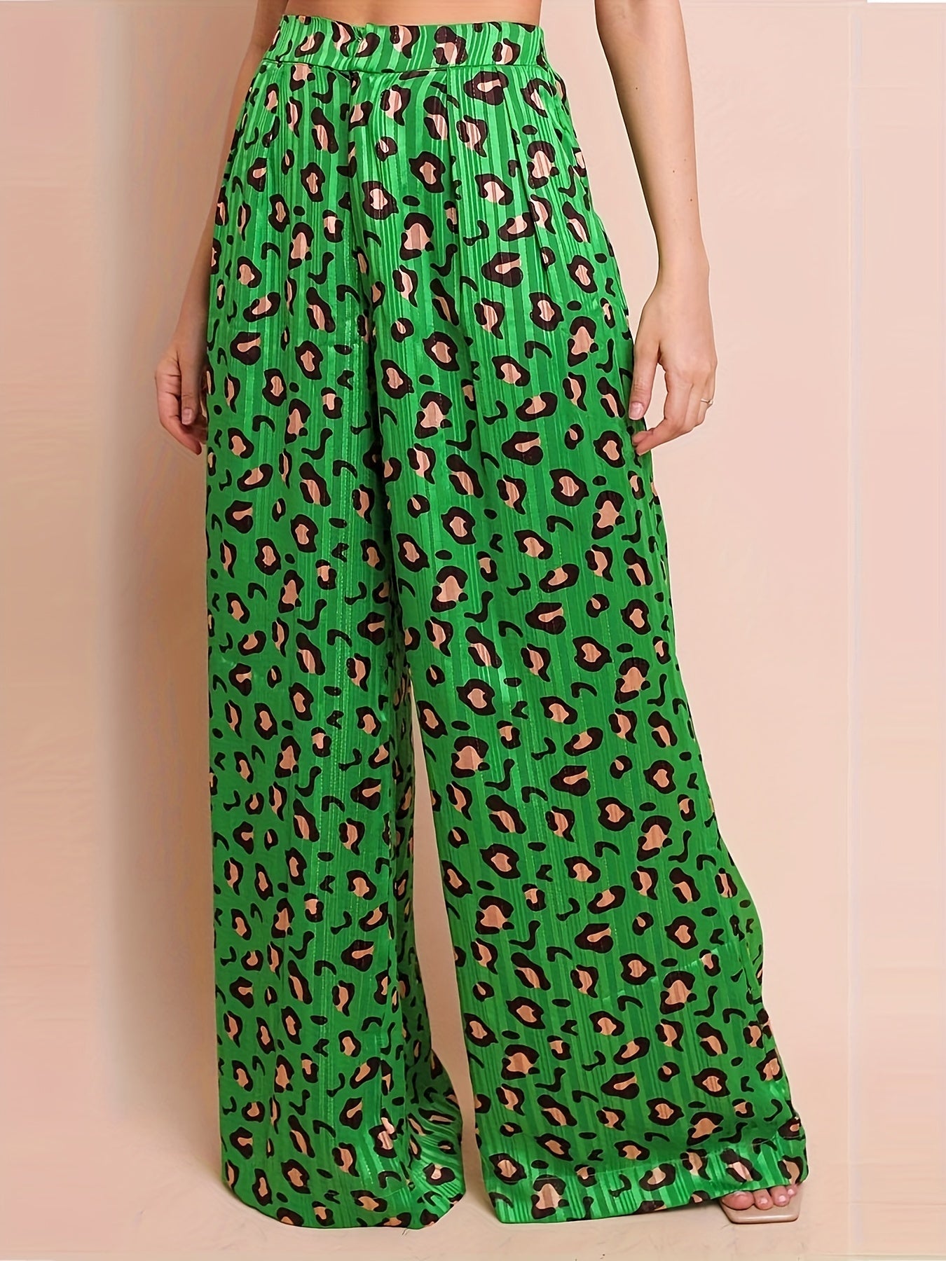  Leopard Print Wide Leg Trousers