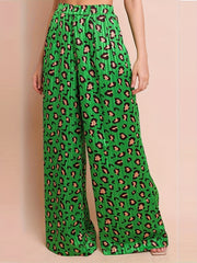 Leopard Print Wide Leg Trousers