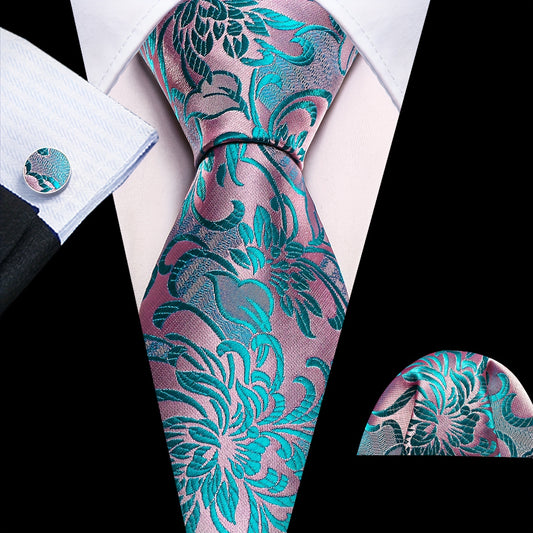 Barry Wang Men's Silk Floral Jacquard Tie Set
