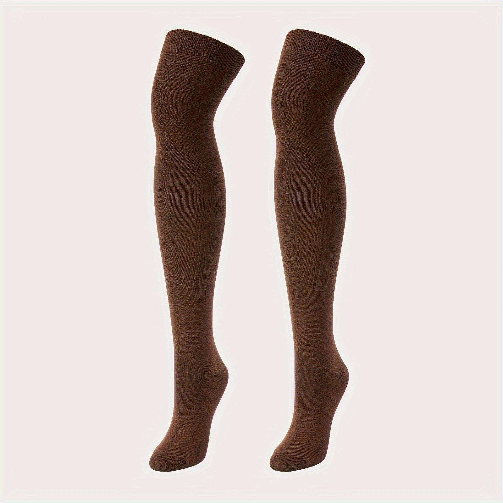 Solid Thigh High Socks Warm Over The Knee Socks Women's Stockings