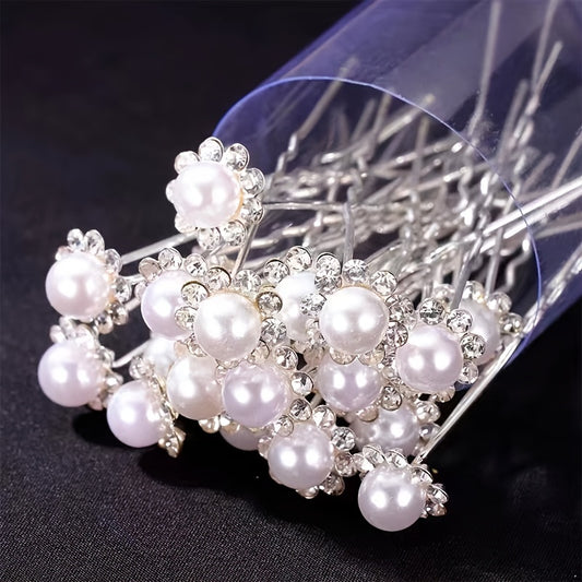 20pcs Bridal Flower Crystal Hair Pins Clips Wedding Pearl Hair Pins