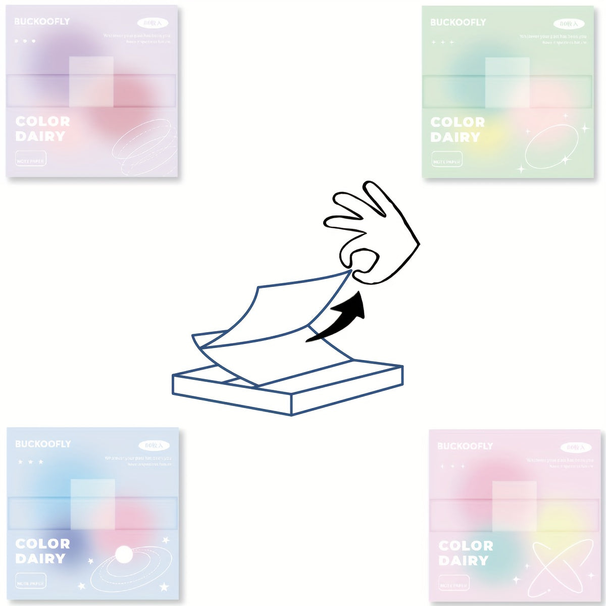 2pcs Gradient Style Sticky Notes For School Office Supplies