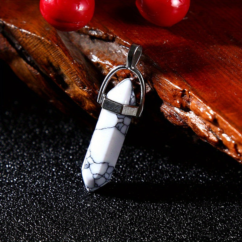 Colorful Pine Stone Hexagonal Column Pendant DIY Jewelry Accessories