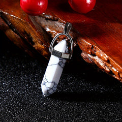 Colorful Pine Stone Hexagonal Column Pendant DIY Jewelry Accessories