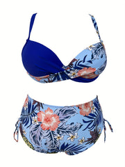  Sexy Bikini Set Women's Tropical Print Swimsuit Two Piece Set