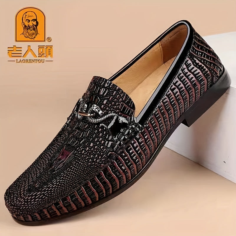 LAORENTOU Croc Embossed Slip On Loafer Shoes