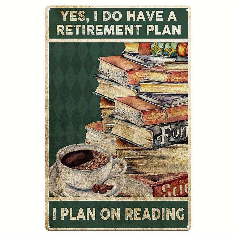 Drink Tea Read Books Be Happy Retro Metal Sign 8 12 Inch