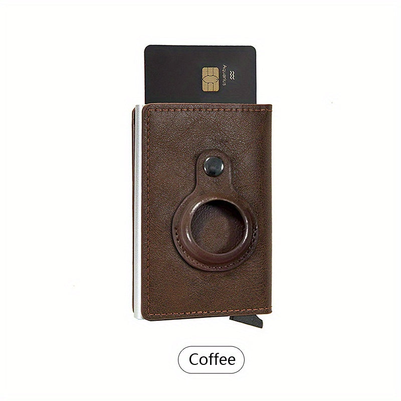 RFID Blocking Card Holder Airtag PU Leather Tracker Bracket Credit Card Bag