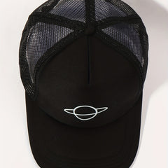 Planet Print Trucker Hat Mesh Breathable Baseball Cap Lightweight Casual Dad Hat