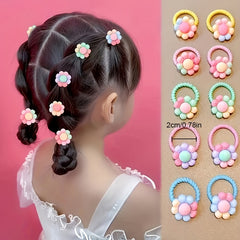 10pcs Flower Rubber Bands Hair Rope for Girls