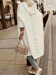  Heart Print Long Sleeve Cardigan with Hood