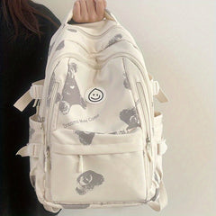 Bear Pattern Backpack Preppy Style School Bag