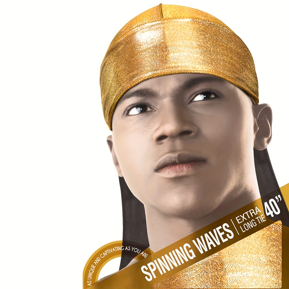 Metallic Silky Durag Spinning Waves Extra Long Tie