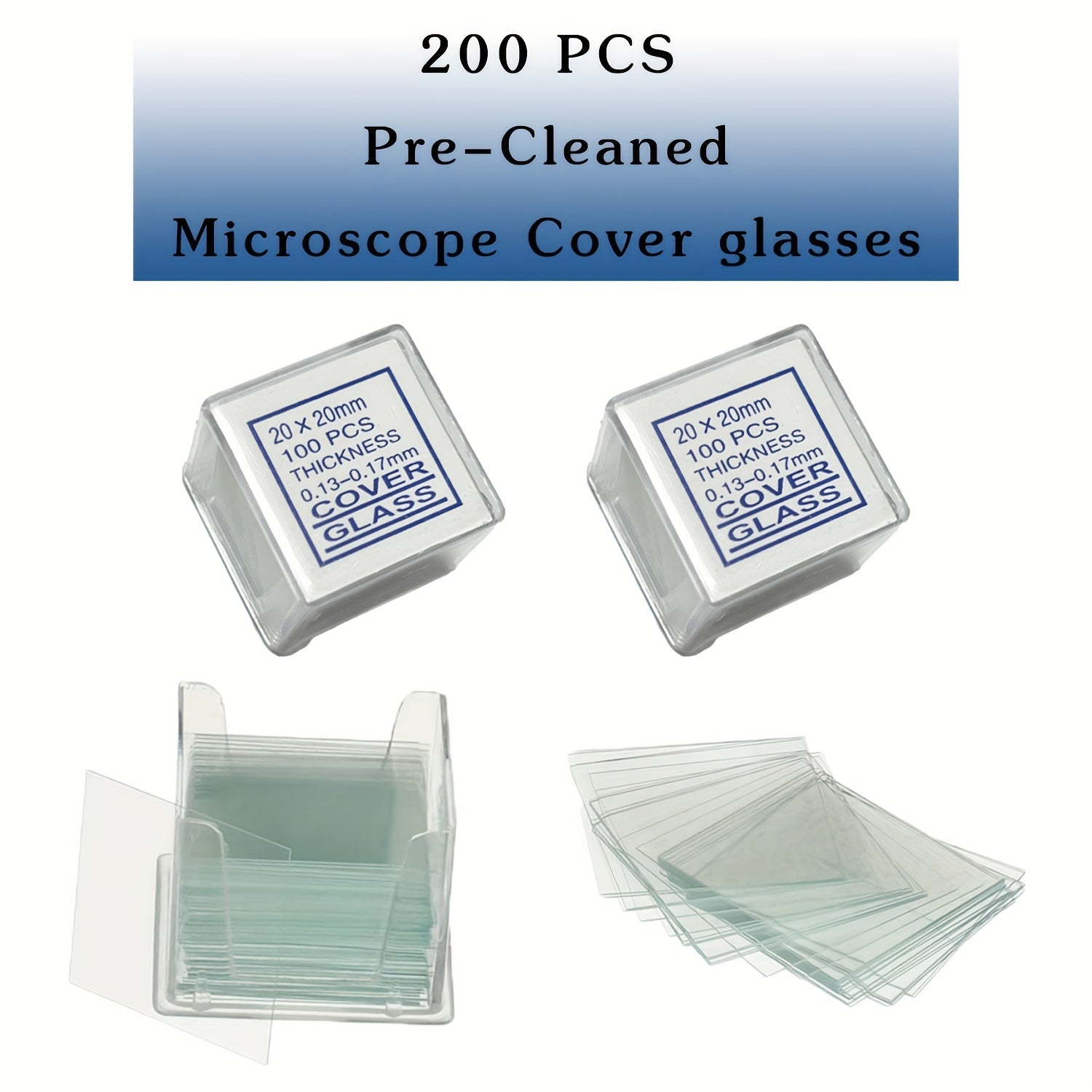 100 Pre-Cleaned Microscope Slides & 200 Cover Glasses Bundle