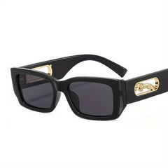 Square Frame Sunglasses Leopard Hollow Temple Eyewear UV400