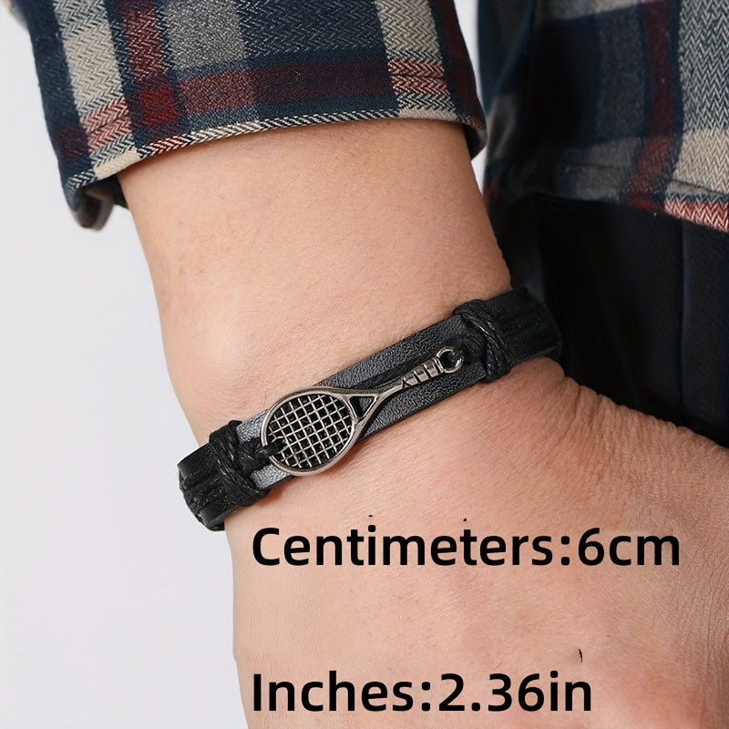 Hand Woven Tennis Racket Leather Bracelet