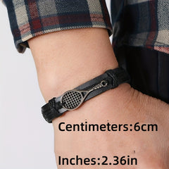 Hand Woven Tennis Racket Leather Bracelet