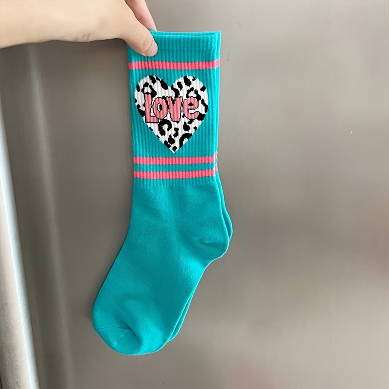 5 Pairs Letter Print Mid Tube Socks Women's Stockings
